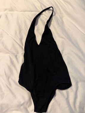 American Apparel Black Halter One-Piece Bodysuit